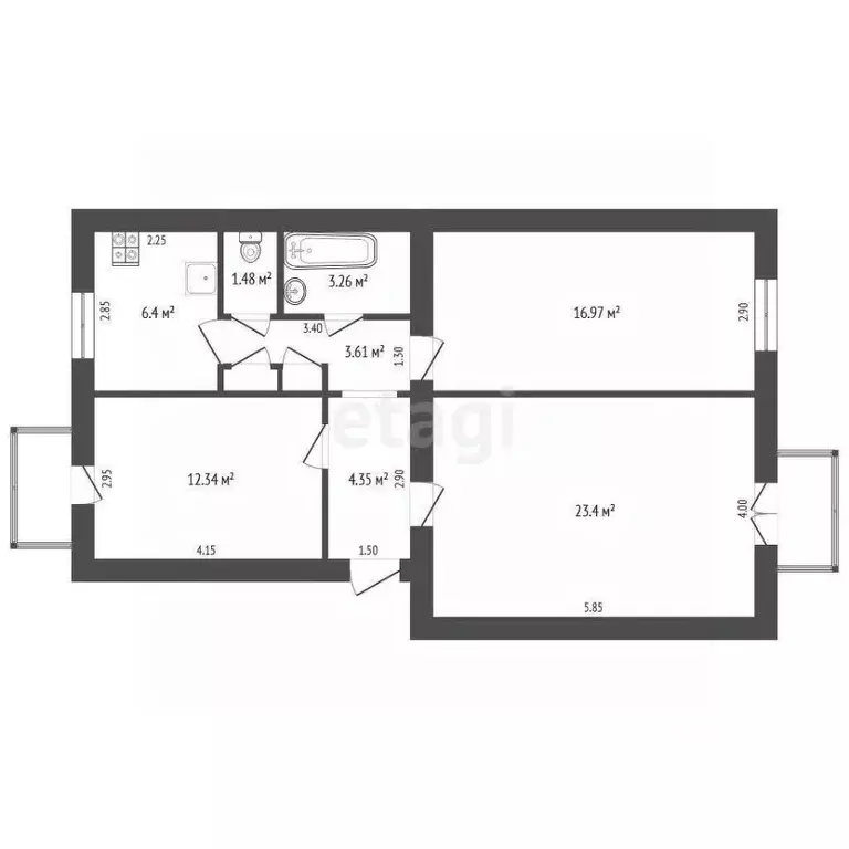 3-к кв. Севастополь ул. Большая Морская, 38 (72.4 м) - Фото 2