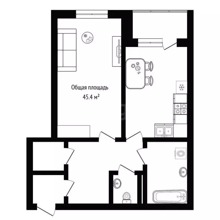 2-комнатная квартира: Новосибирск, улица Красина, 56 (45 м) - Фото 0