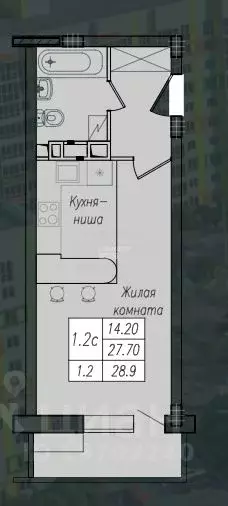 1-к кв. Курская область, Курск ул. Энгельса, 158к1 (28.9 м) - Фото 1