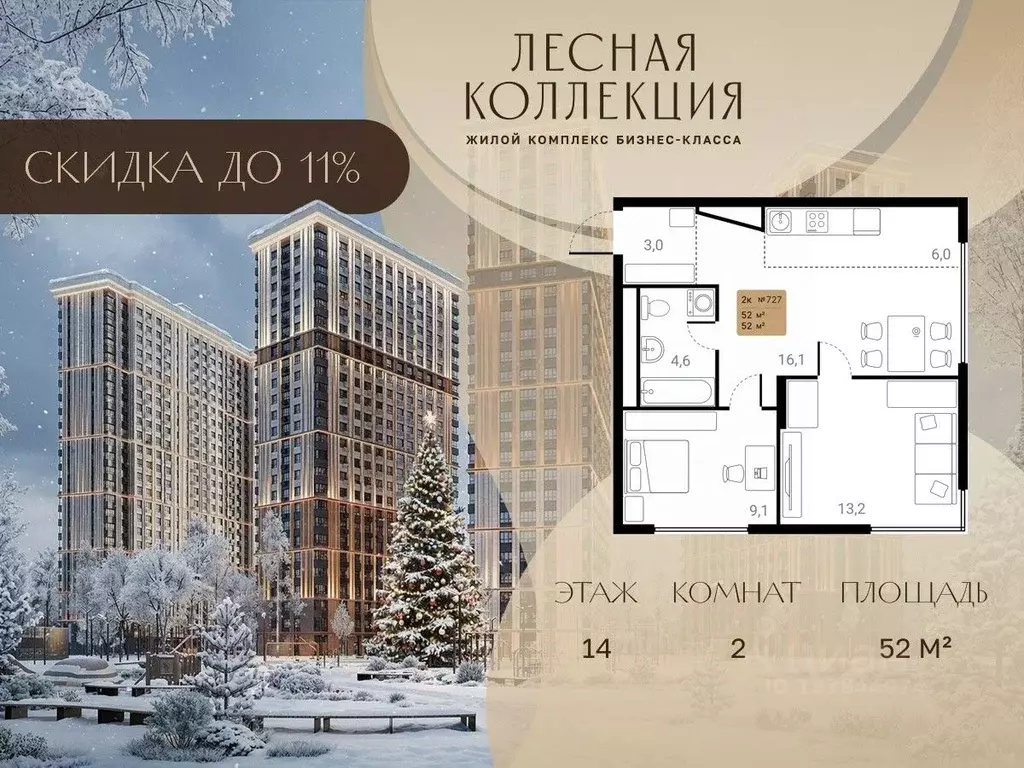 2-к кв. Московская область, Химки Лесная Коллекция жилой комплекс, к3 ... - Фото 1