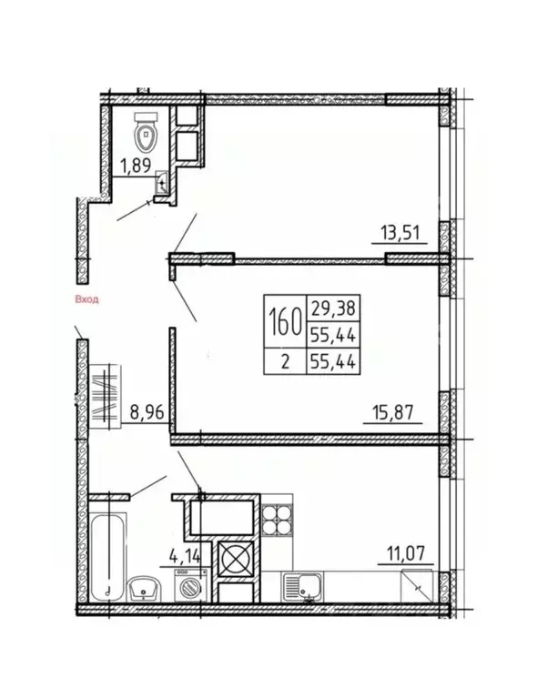 2-к кв. Ставропольский край, Пятигорск Центр мкр,  (55.44 м) - Фото 1