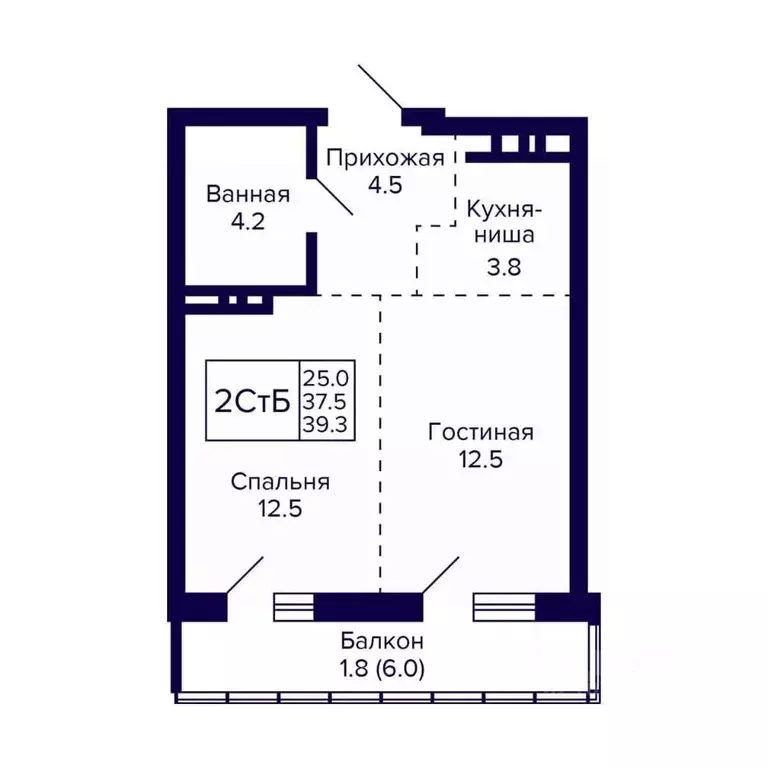 2-к кв. Новосибирская область, Новосибирск ул. Фрунзе, с1 (39.3 м) - Фото 0