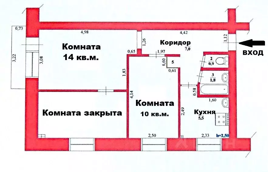 2-к кв. Пермский край, Пермь ул. Тургенева, 29 (39.0 м) - Фото 0