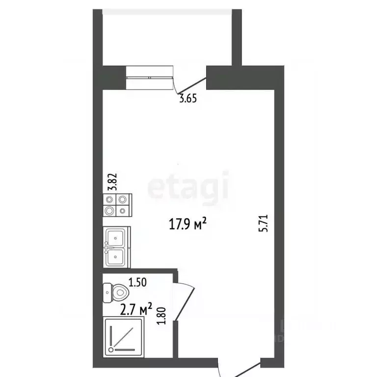 Студия Вологодская область, пос. Майский ул. Северная, 26 (20.6 м) - Фото 2