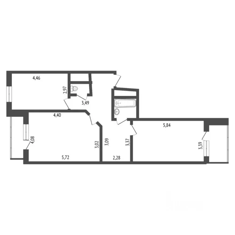 2-к кв. Тюменская область, Тюмень Заречный проезд, 43 (77.3 м) - Фото 2