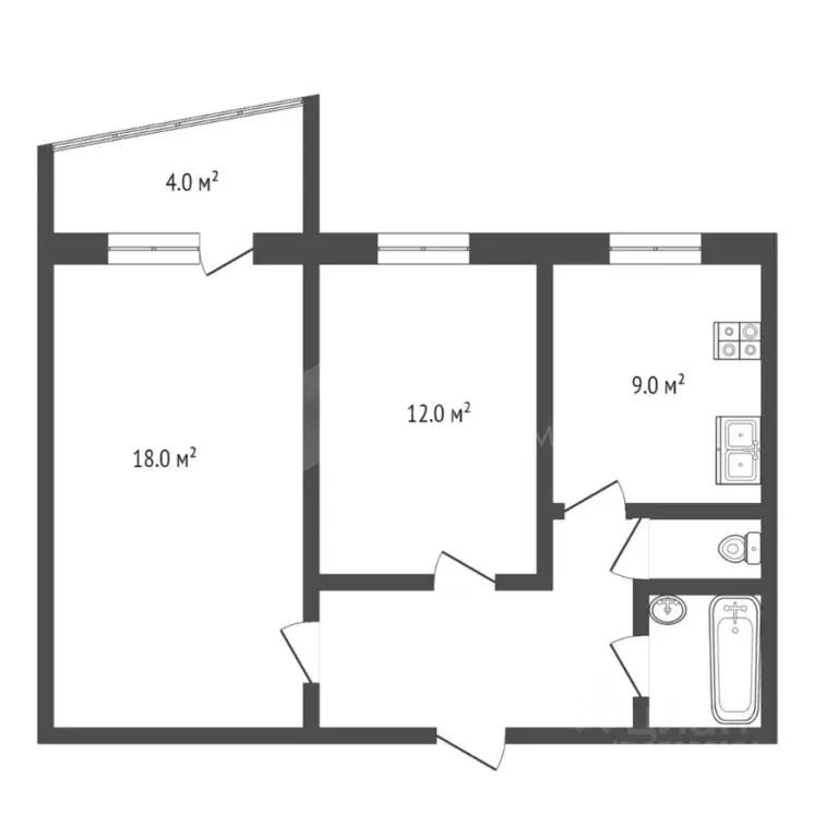 2-к кв. Тюменская область, Тюмень ул. Энергетиков, 51 (50.0 м) - Фото 1