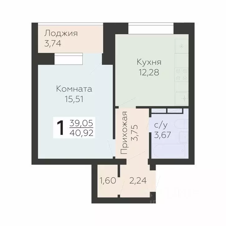 1-к кв. Орловская область, Орел ул. Панчука, 83Б (40.92 м) - Фото 0