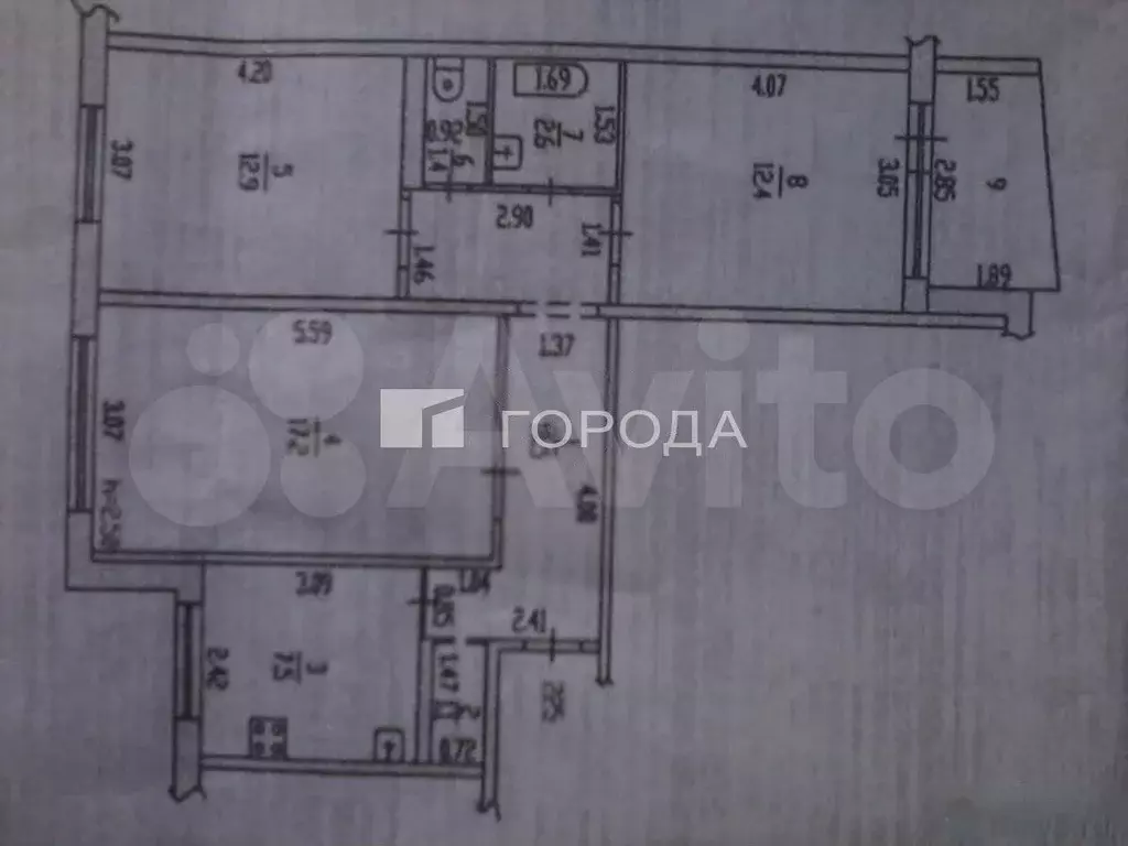3-к. квартира, 65,7 м, 1/9 эт. - Фото 0