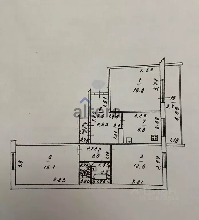 3-к кв. Татарстан, Казань Азино-1 мкр, ул. Закиева, 41 (69.1 м) - Фото 2