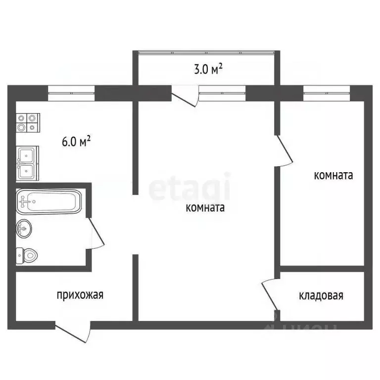 2-к кв. Ярославская область, Тутаев Ярославская ул., 101 (42.2 м) - Фото 1