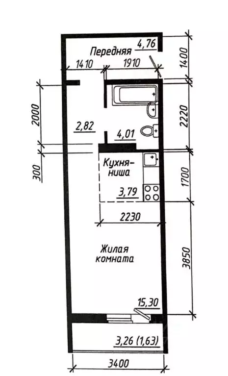 Студия Новосибирская область, Новосибирск ул. Забалуева, 90 (30.7 м) - Фото 0