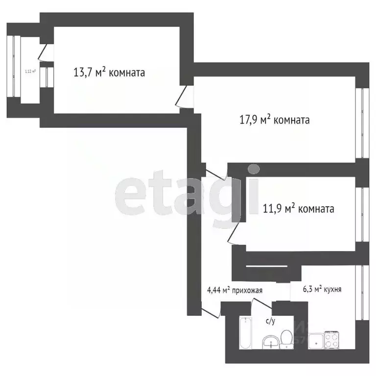 3-к кв. Санкт-Петербург ул. Тамбасова, 10К1 (64.0 м) - Фото 1