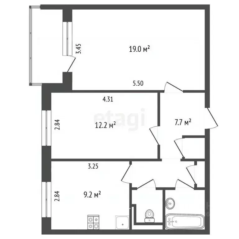 2-к кв. Калужская область, Бабынинский муниципальный округ, Воротынск ... - Фото 2