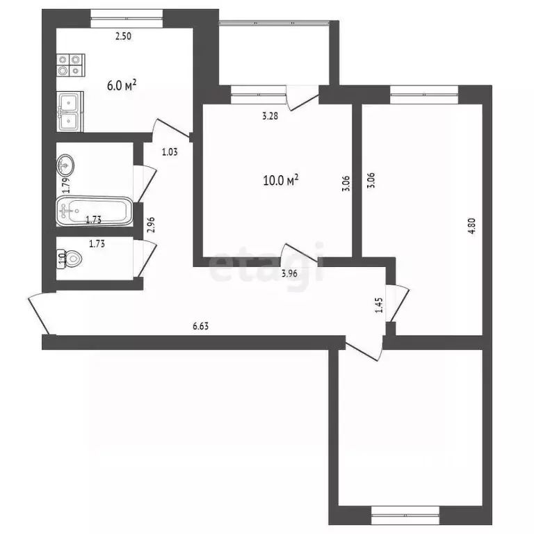 3-к кв. Нижегородская область, Выкса ул. Симы Битковой, 26 (56.9 м) - Фото 2