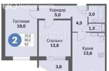 2-комнатная квартира: Орловский муниципальный округ, деревня ... - Фото 0