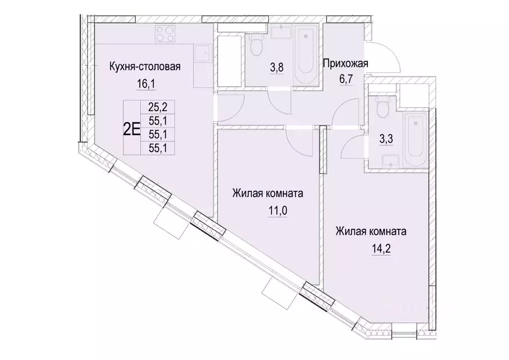 2-к кв. Московская область, Мытищи ул. Академика Каргина, 26А (55.1 м) - Фото 0
