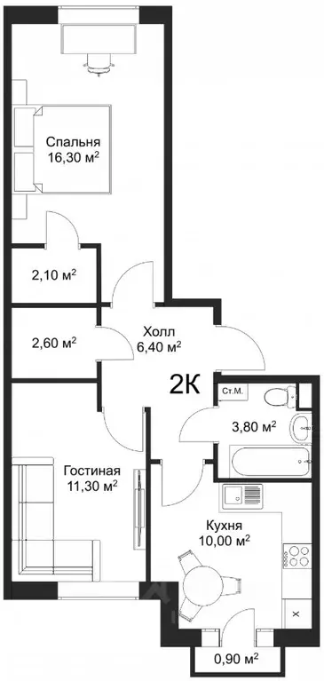 2-к кв. Новгородская область, Великий Новгород Рахманинов жилой ... - Фото 1