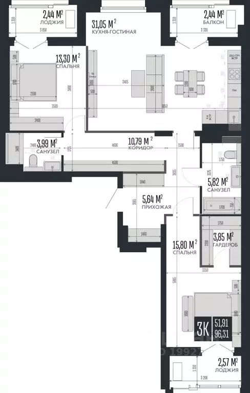 3-к кв. Алтайский край, Барнаул Опера Резиденс жилой комплекс, БС3 ... - Фото 0