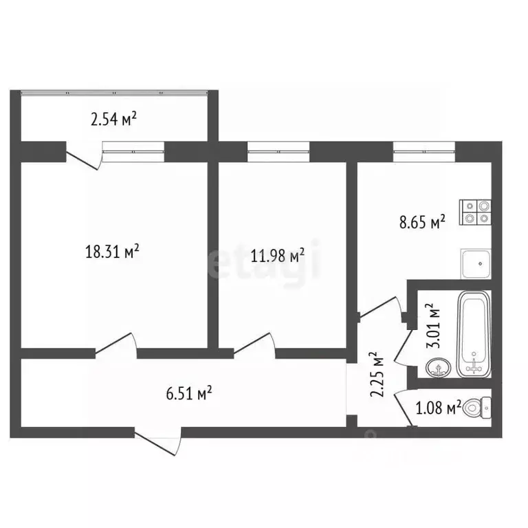 2-к кв. Челябинская область, Миасс ул. Победы, 12 (78.0 м) - Фото 1