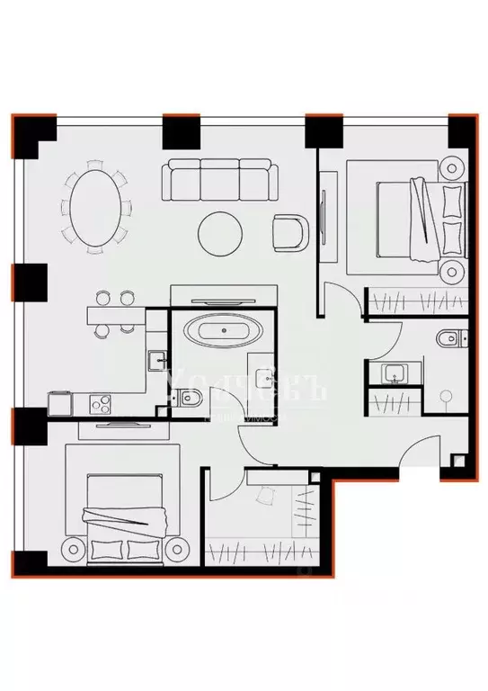 3-к кв. Москва Ленинградский просп., 37/6 (88.2 м) - Фото 2