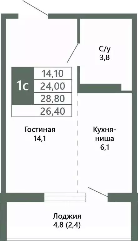 1-к кв. Кемеровская область, Кемерово 64-й мкр, Лучи жилой комплекс ... - Фото 1
