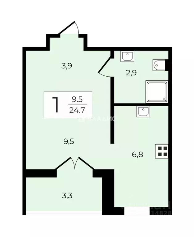 Студия Москва Ленинградское ш., 228к3 (24.7 м) - Фото 2