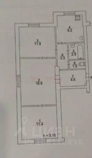 3-к кв. Ростовская область, Волгодонск ул. Ленина, 25 (61.0 м) - Фото 2