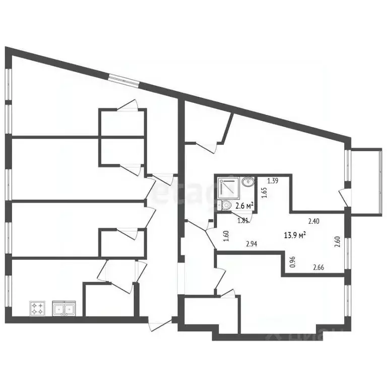 Студия Санкт-Петербург Рижский просп., 50 (16.5 м) - Фото 1