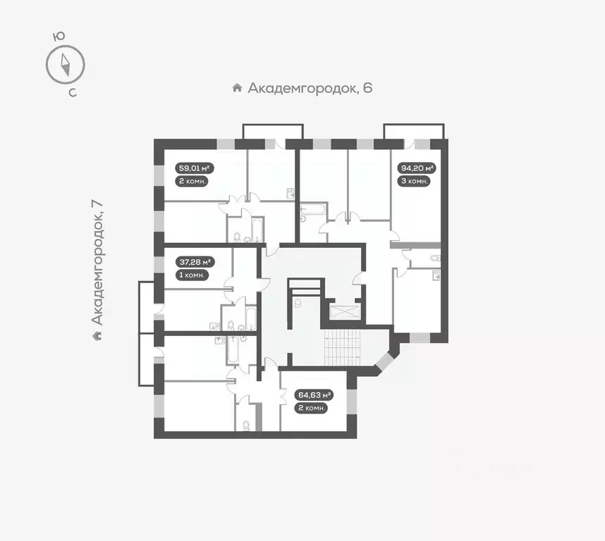 2-к кв. Красноярский край, Красноярск Академгородок мкр,  (59.01 м) - Фото 1
