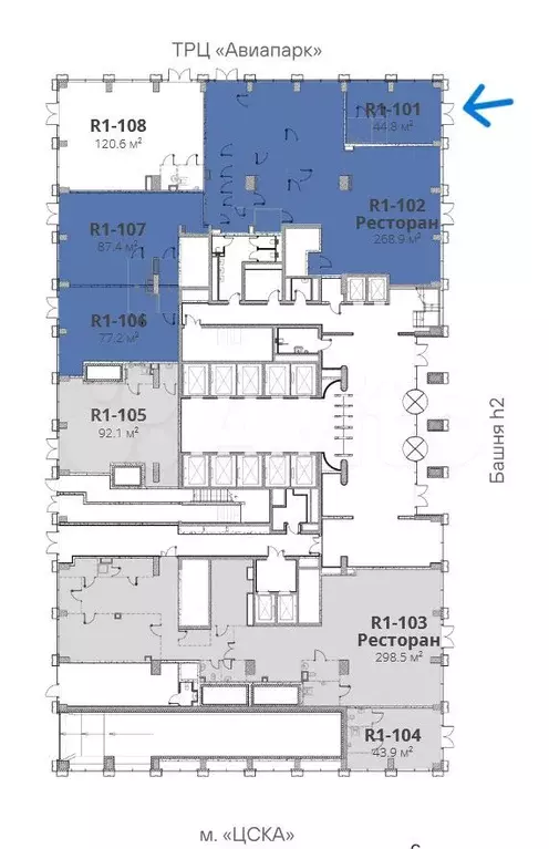 Стрит Ритейл 44.8 м в БЦ  А  Класса - на трафике - Фото 0