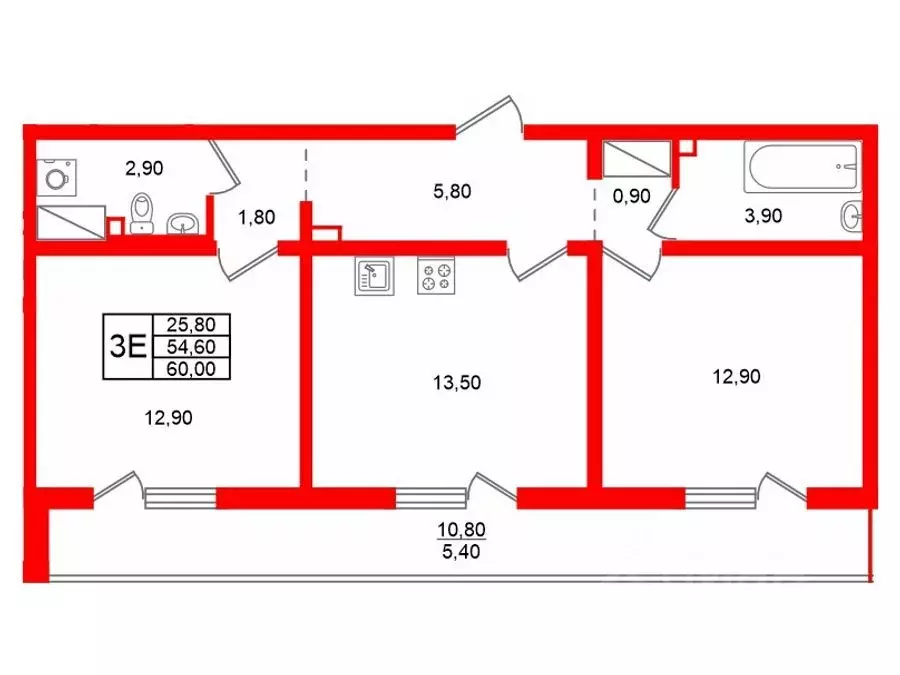 2-к кв. Санкт-Петербург дор. Муринская, 8к2 (57.7 м) - Фото 1