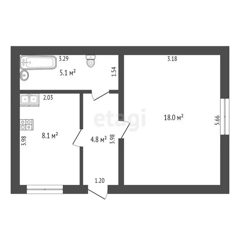 1-комнатная квартира: Туринская Слобода, Радужная улица, 12 (36 м) - Фото 1
