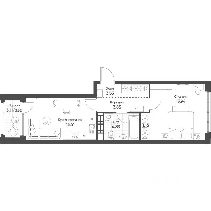 1-к кв. Свердловская область, Екатеринбург бул. Вдохновения, 4 (46.2 ... - Фото 1