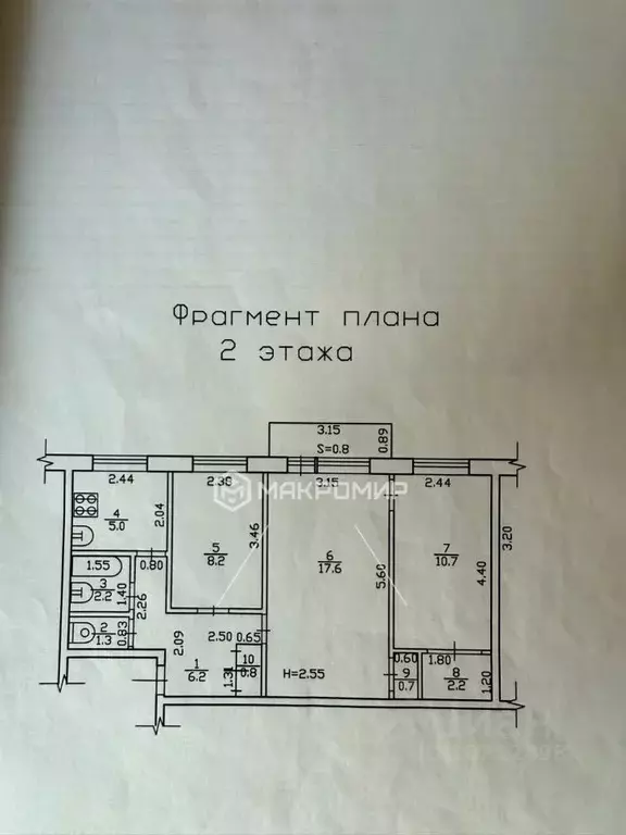 3-к кв. Брянская область, Брянск Орловская ул., 6 (54.9 м) - Фото 2