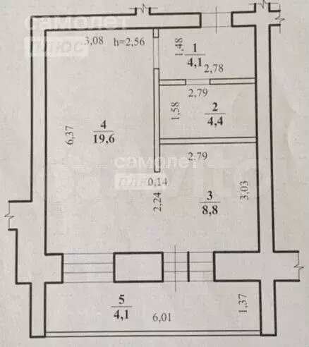 1-к. квартира, 41 м, 3/5 эт. - Фото 0