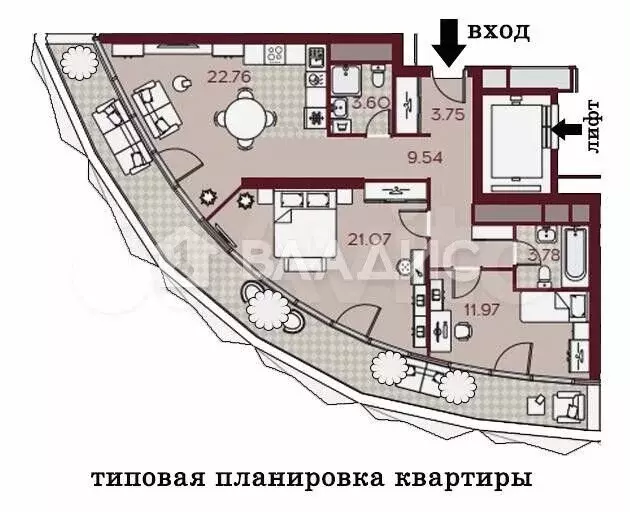 3-к. квартира, 76,6 м, 18/40 эт. - Фото 0