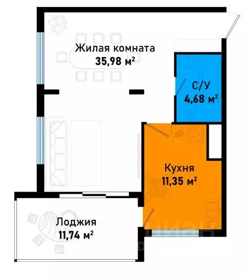 1-к кв. Крым, Черноморское пгт ул. Евпаторийская, 12А (63.51 м) - Фото 2