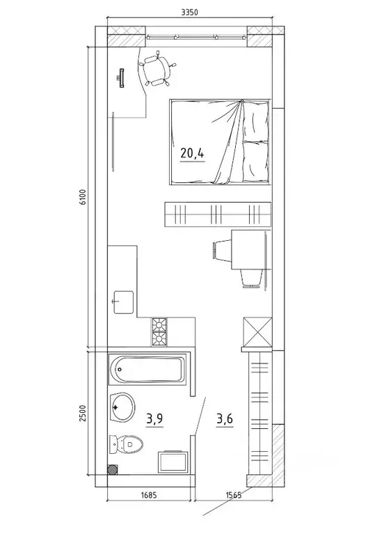 1-к кв. Кемеровская область, Кемерово 60А мкр,  (29.1 м) - Фото 0