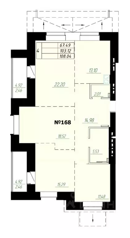 4-к кв. Омская область, Омск просп. Карла Маркса, 40 (102.2 м) - Фото 0