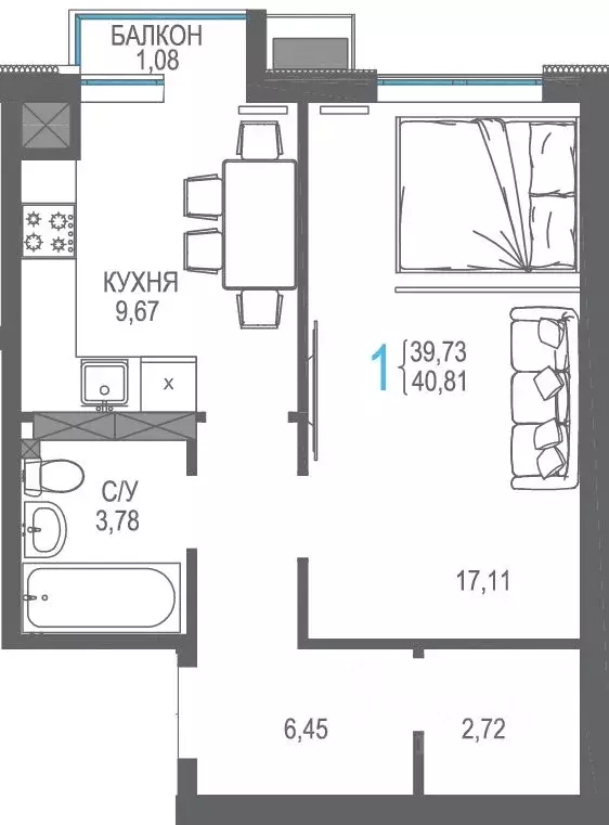 1-к кв. Крым, Симферопольский район, Гвардейское пгт, Республика жилой ... - Фото 1
