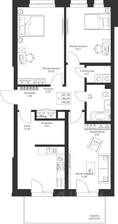 3-к кв. Татарстан, Лаишевский район, Столбищенское с/пос, с. Усады ул. ... - Фото 1