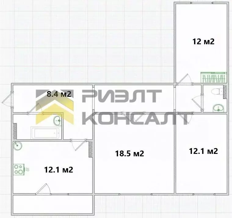 3-к кв. Омская область, Омск СибНИИСХоз мкр, пер. 1-й Башенный, 8к1 ... - Фото 2