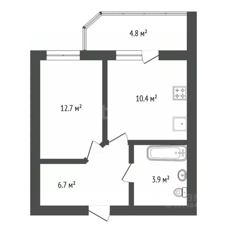 1-к кв. Амурская область, Благовещенск Игнатьевское ш., 25/5 (35.1 м) - Фото 2