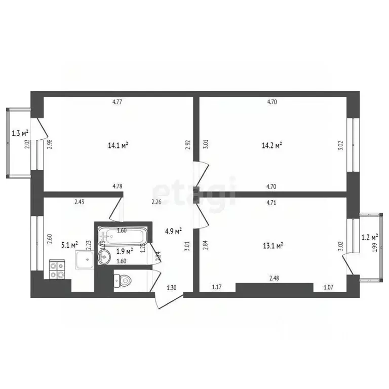 3-к кв. Тамбовская область, Тамбов Астраханская ул., 172 (54.2 м) - Фото 0