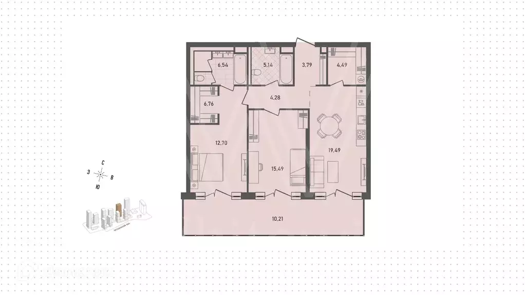 Продаётся 3-к квартира, 98.6 м - Фото 0