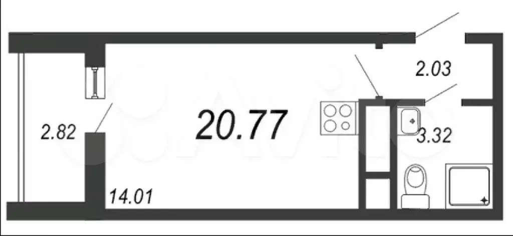 Квартира-студия, 20,8 м, 10/13 эт. - Фото 0