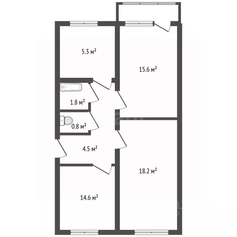3-к кв. Алтайский край, Барнаул ул. Антона Петрова, 222 (60.8 м) - Фото 2