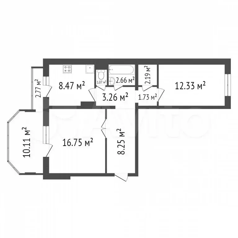 2-к. квартира, 55,5 м, 9/10 эт. - Фото 0