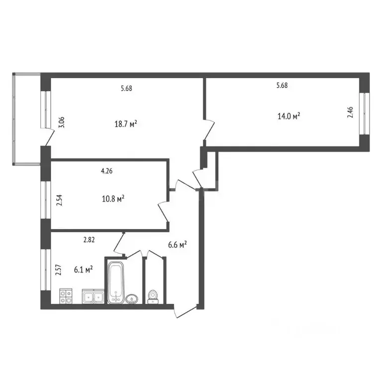 3-к кв. Вологодская область, Вологда Тепличный мкр, 11 (61.3 м) - Фото 2