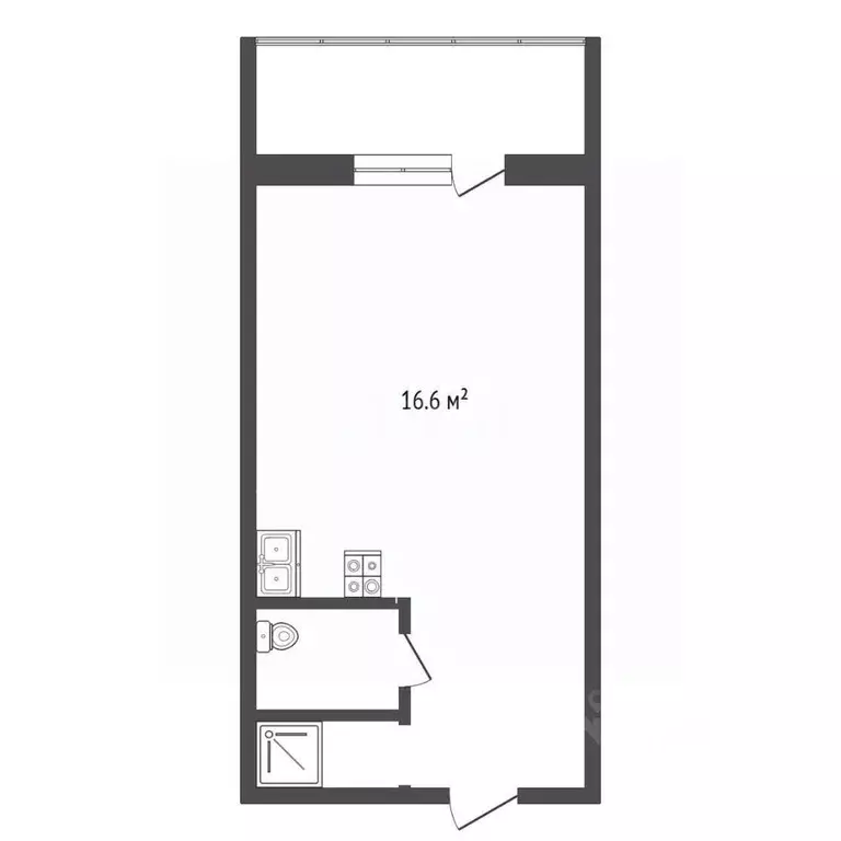 Студия Тюменская область, Тюмень ул. Александра Логунова, 3 (16.6 м) - Фото 1